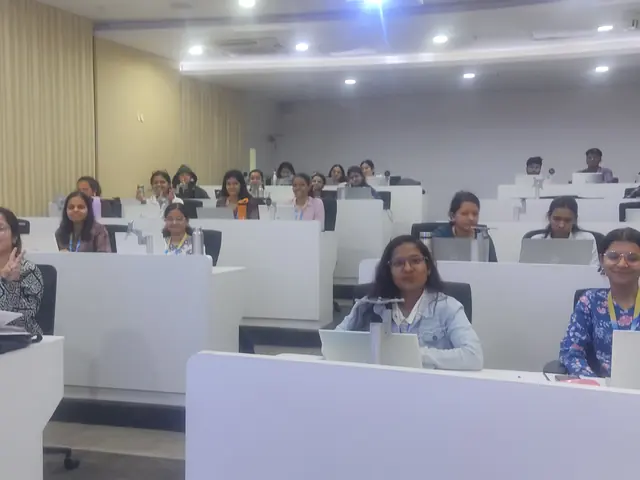 A lecture hall of students during a session